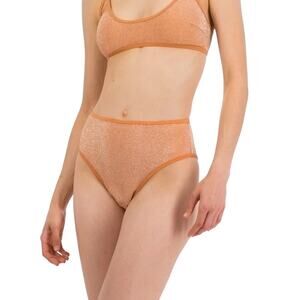 NWT! Aerie Shine 90s High Cut Cheeky Bikini Swim Bottom in Bronze - Size Small